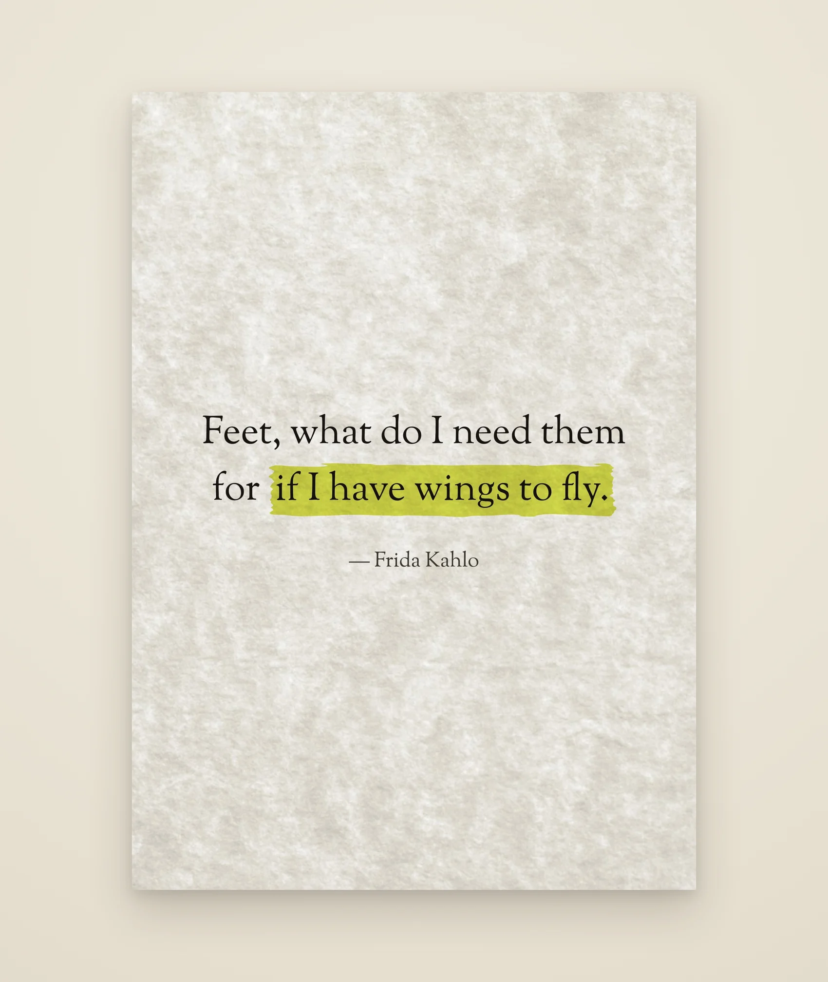 Feet, what do I need them for if I have wings to fly.