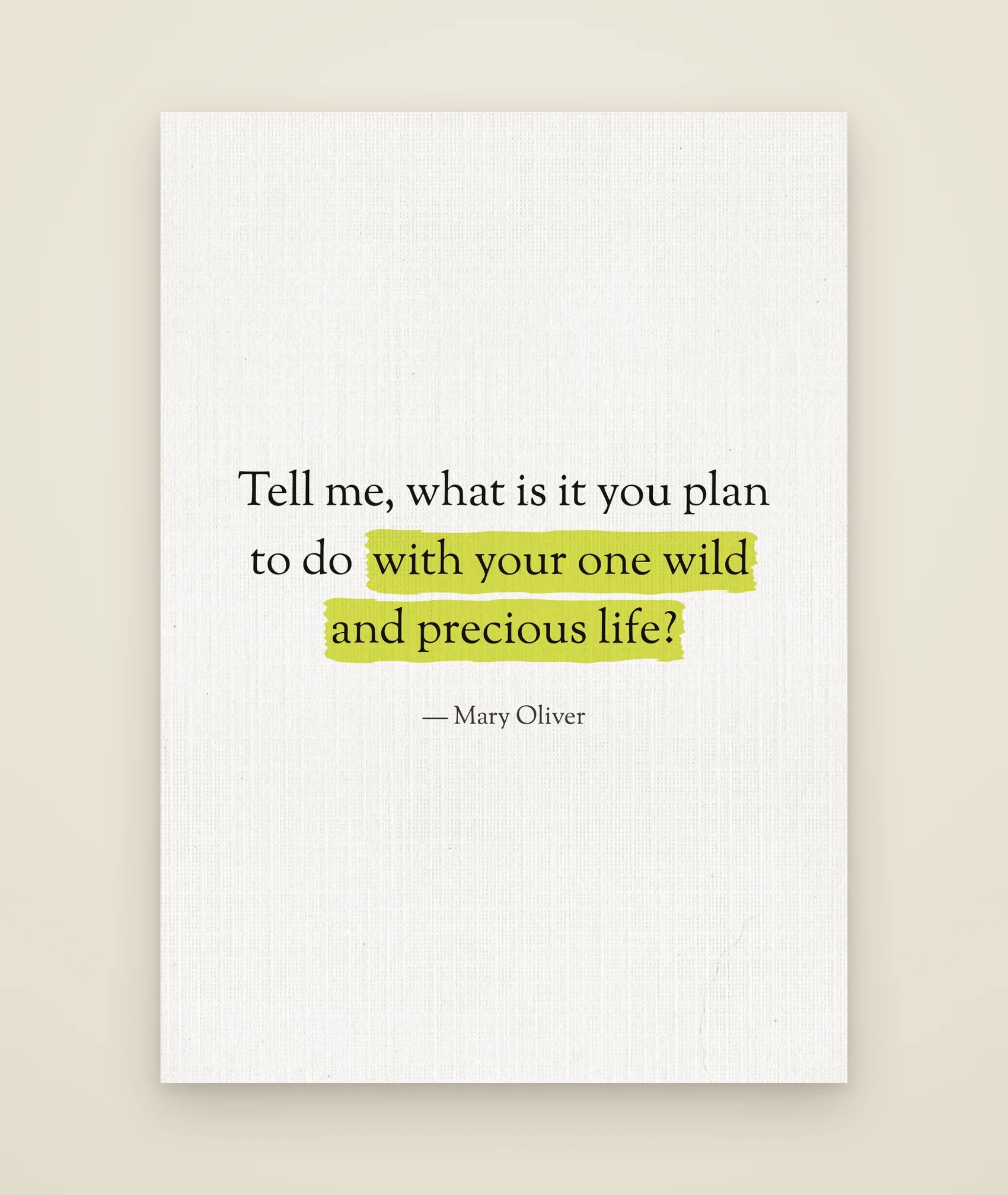 Tell me, what is it you plan to do with your one wild and precious life?