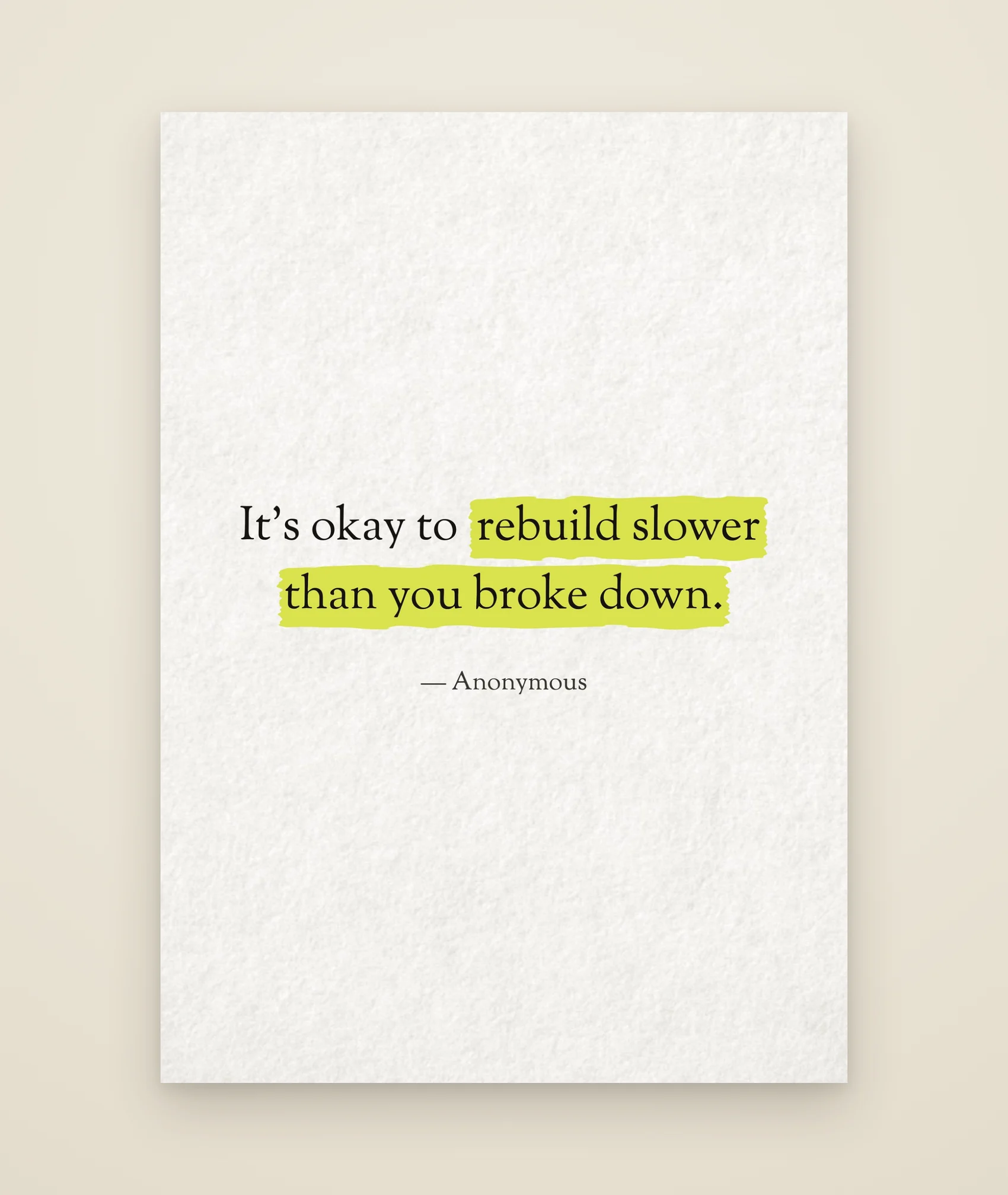 It's okay to rebuild slower than you broke down.